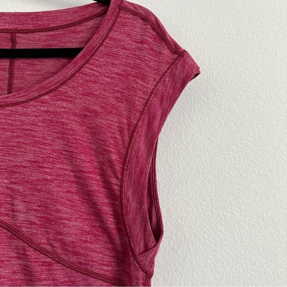 LULULEMON Get Sweat Tee Heathered Berry Rumble Burgundy Maroon - Picture 6 of 7